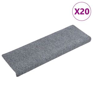 vidaXL Covorașe autoadezive pentru scări, 20 buc., 65x21x4 cm, gri deschis, cu margini dreptunghiulare