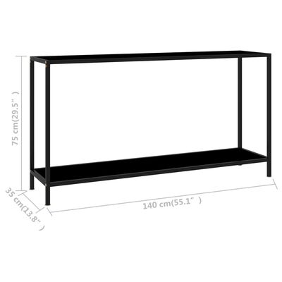 vidaXL Masă consolă, negru, 140 x 35 x 75 cm, sticlă securizată