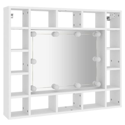 vidaXL Dulap cu oglindă și LED, alb, 91x15x76,5 cm