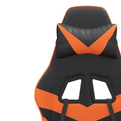vidaXL Scaun de gaming pivotant, negru și portocaliu, piele ecologică
