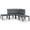 vidaXL Set mobilier de grădină, 5 piese, negru/gri, poliratan