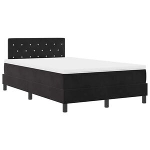 vidaXL Pat cu arc LED cu saltea cu led Negru 120 x 190 cm Catifea