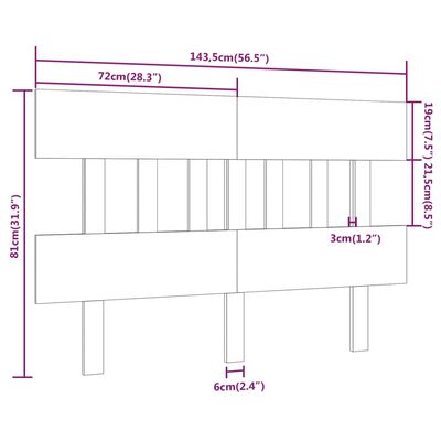 vidaXL Tăblie de pat, gri, 143,5x3x81 cm, lemn masiv de pin