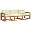 vidaXL Set de canapele de exterior 3 buc. Natural și Crem