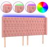 vidaXL Tăblie de pat cu LED, roz, 183x16x118/128 cm, catifea