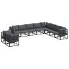 vidaXL Set de canapele pentru grădină 10 buc. Negru Aluminiu