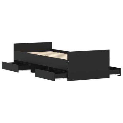 vidaXL Cadru pat cu tăblii de cap/picioare, negru, 75x190 cm
