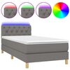 vidaXL Pat cu arcuri, saltea și LED, gri &icirc;nchis, 80x200 cm, textil