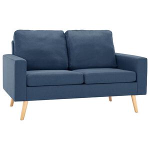 vidaXL Canapea cu 2 locuri, albastru, material textil