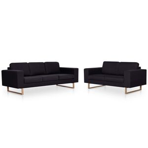 vidaXL Set de canapele, 2 piese, negru, material textil