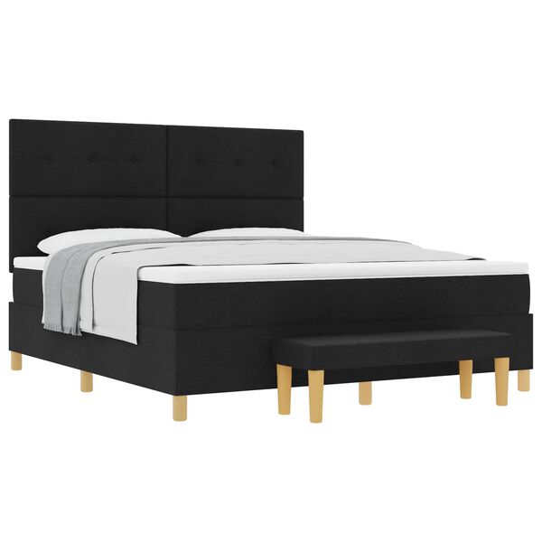 vidaXL Pat cu arcuri cu saltea Negru 180 x 200 cm țesătură