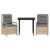 vidaXL Set mobilier de grădină cu perne, 3 piese, bej, poliratan