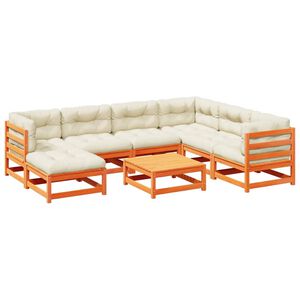 vidaXL Set canapele grădină cu perne, 8 piese, maro, lemn masiv de pin