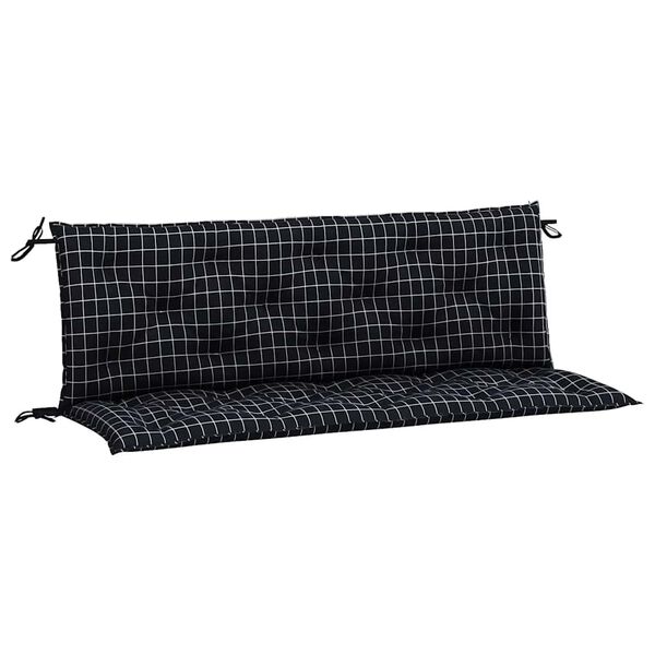 vidaXL Perne bancă de grădină, 2 buc, 150x50x7cm negru carouri, textil
