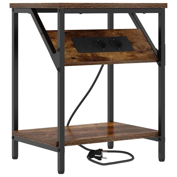 vidaXL Dulap de noapte Stejar fumuriu 38 x 30 x 48 cm Lemn compozit