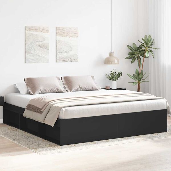 vidaXL Cadru pat, negru, 180x200 cm, Super King Size