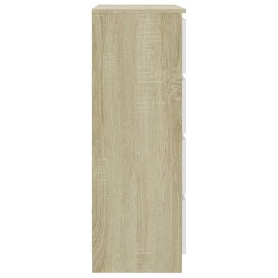 vidaXL Servantă, alb și stejar sonoma, 60x35x98,5 cm, lemn compozit
