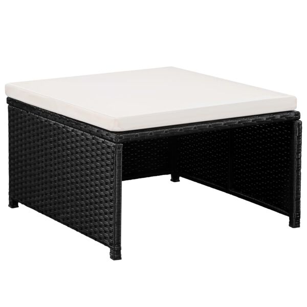vidaXL Set mobilier de grădină cu perne, 12 piese, negru, poliratan