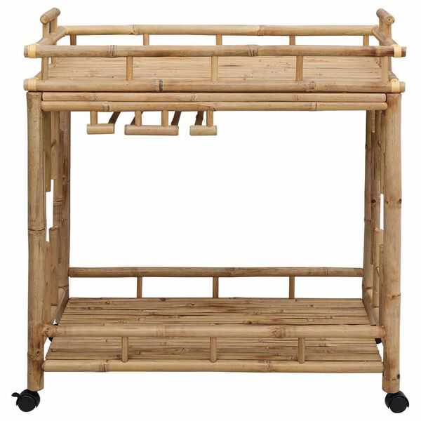 vidaXL Carucior de vin cu roți natural 85 x 50 x 93 cm Bambus