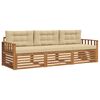vidaXL Set de canapele de exterior cu pernă 3 pcs Natural și Bej