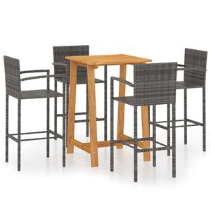 vidaXL Set mobilier de bar de grădină, 5 piese, gri