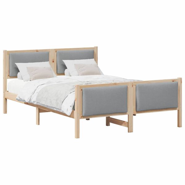 vidaXL Cadru de pat cu headboard Gri deschis 135 x 190 cm țesătură