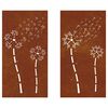 vidaXL Decor perete grădină 2 buc. 105x55 cm design flori oțel Corten
