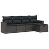 vidaXL Set mobilier de grădină cu perne, 5 piese, negru, poliratan