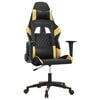 vidaXL Scaun de gaming de masaj, negru și auriu, piele ecologică