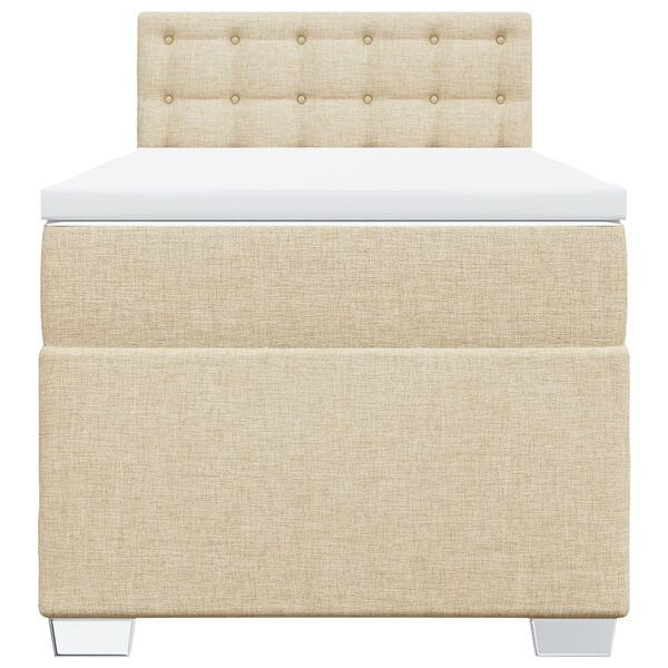 vidaXL Pat box spring cu saltea, crem, 80x200 cm, textil