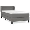 vidaXL Pat box spring cu saltea, gri &icirc;nchis, 90x200 cm, textil