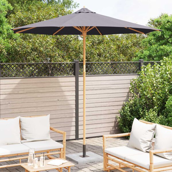 vidaXL Parasol de Grădină Gri &icirc;nchis &Oslash; 270 x 260 cm Bambus