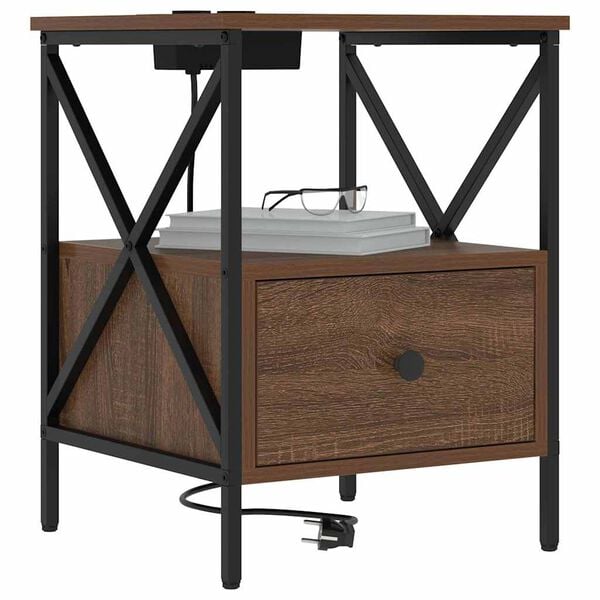 vidaXL Dulap de noapte Stejar &icirc;nchis 41,5 x 40,5 x 55 cm Lemn compozit