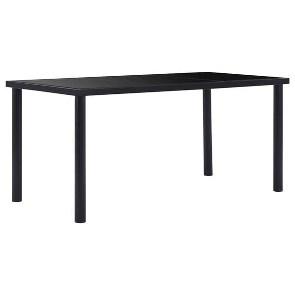 vidaXL Set mobilier de bucătărie, 9 piese, negru, piele ecologică