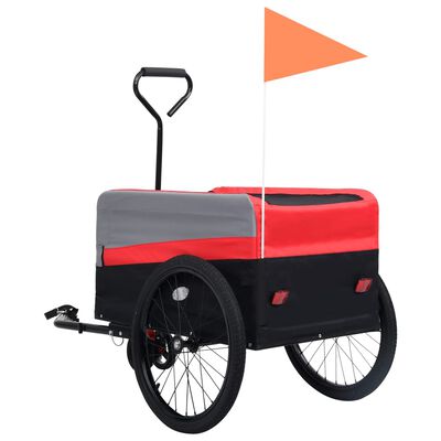 vidaXL Remorcă bicicletă & cărucior 2-în-1 XXL, roșu, gri și negru