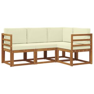 vidaXL Set de canapele de exterior cu pernă 4 pcs Natural și Crem