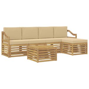 vidaXL Set de canapele de exterior cu pernă 6 pcs Alb și Bej Poliester