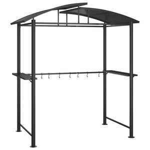 vidaXL Foișor grătar cu rafturi laterale, antracit 210x114x230 cm oțel