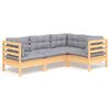 vidaXL Set mobilier grădină cu perne, 4 piese, gri, lemn de pin