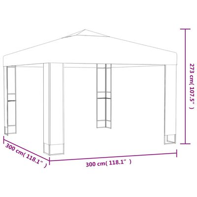 vidaXL Pavilion cu acoperiș dublu, gri taupe, 3 x 3 x 2,7 m, 180 g/m²