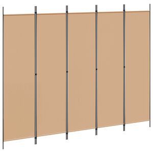 vidaXL Separator de cameră cu 5 panouri Bej 250 x 200 cm Țesătură