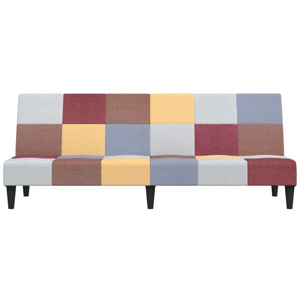 vidaXL Canapea pat cu 2 locuri, cu taburet, multicolor, textil