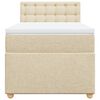 vidaXL Pat box spring cu saltea, crem, 100x200 cm, textil