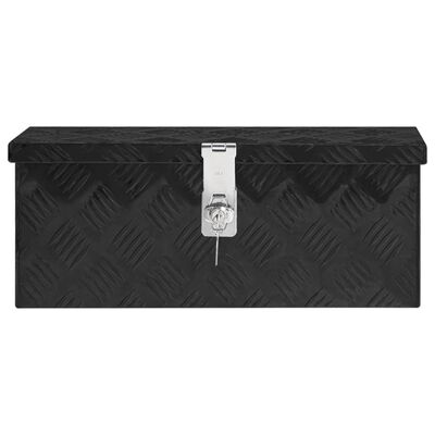 vidaXL Cutie de depozitare, negru, 50x15x20,5 cm, aluminiu