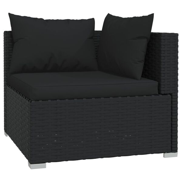 vidaXL Set mobilier de grădină cu perne, 6 piese, negru, poliratan