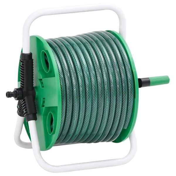 vidaXL Tambur furtun autonom verde set racorduri furtun 0,5" 50 m PVC