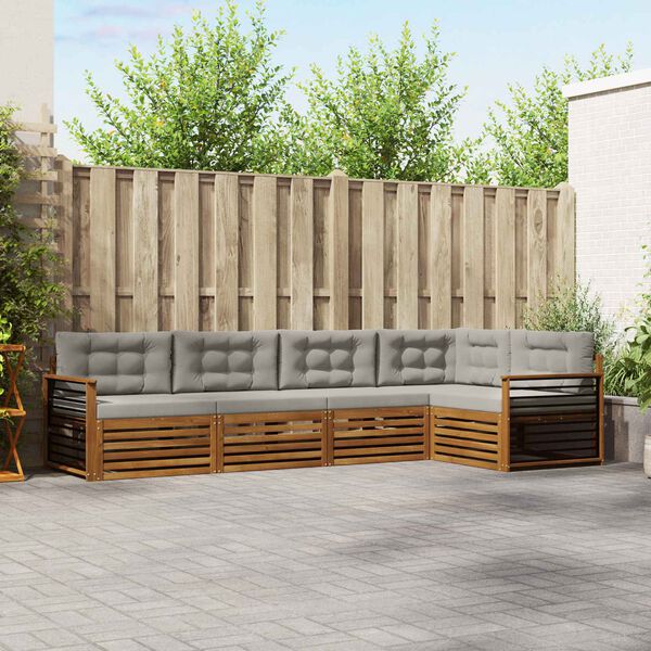 vidaXL Set de canapele de exterior 5 pcs Gri natural și deschis