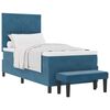 vidaXL Pat cu arcuri cu headboard Albastru &icirc;nchis 200 x 100 cm Catifea