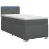 vidaXL Pat box spring cu saltea și LED Gri &icirc;nchis 90 x 190 cm Țesătură