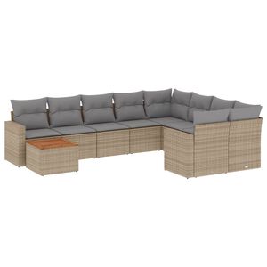 vidaXL Set canapele de grădină cu perne, 10 piese, bej, poliratan